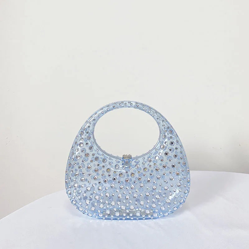 Fashion Women Diamond Handbags and Purses Transparent Acrylic Luxury Party Prom Evening Bag Casual Bling Bling Clear Clutch
