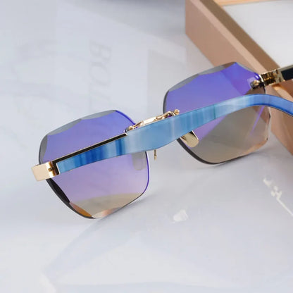 Rimless Luxury Sunglasses Gradient Square Handmade Germany Top Quality Designer Fashion Trendy UV400 Men Women Gafas