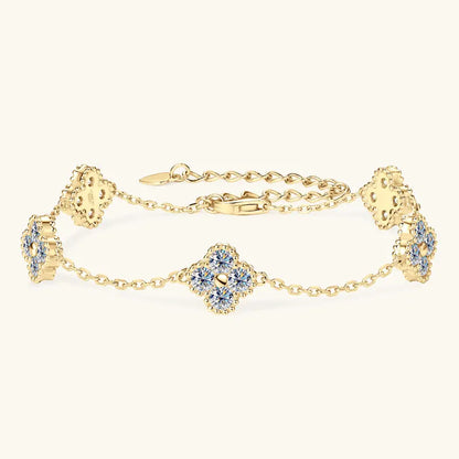 2025 New 925 Silver Flower Clover Bracelet Moissanite 3mm for Women 18k Gold Plated Fine Jewelry Certified Lab Diamond D-E