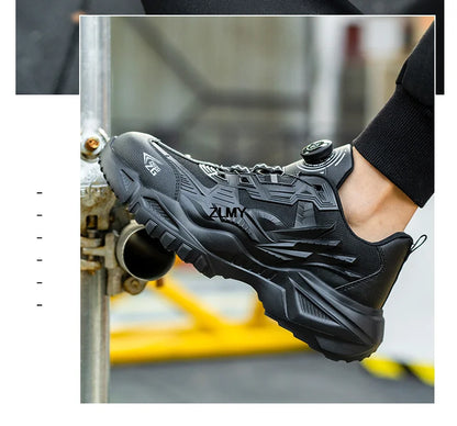 Quality Rotated Button Safety Shoes Men Steel Toe Working Sneakers Light Stab Proof Work Boots Man Anti-smash Security Footwear
