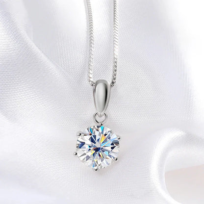 1CT 2CT D Color Moissanite Necklace for Women Flawless Sparkly Simulated Diamond Pendant Sterling Silver 925 Jewelry GRA