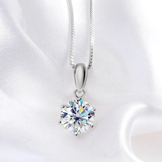 1CT 2CT D Color Moissanite Necklace for Women Flawless Sparkly Simulated Diamond Pendant Sterling Silver 925 Jewelry GRA