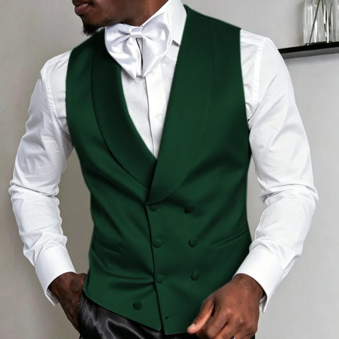 Men Vest White Double Breasted Solid With Lapel Waistcoat For Wedding Banquet Business Work Office Casual Daily Men Suit Vest