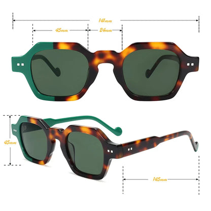 Retro Sunglasses Asymmetric Color Square Frame UV400 Protection for Women Men Polarized Lens Outdoor Daily Wear Lightweigh