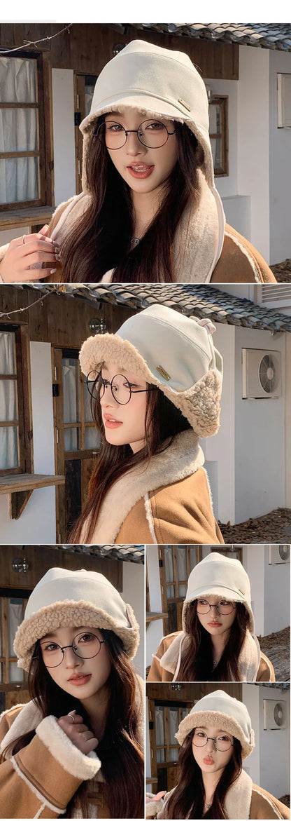 Russian Hat New Thick Warm Lamb Fleece Winter Hats for Men Women Windproof Trapper Ski Earflap Cap Male Female Bombet Hat