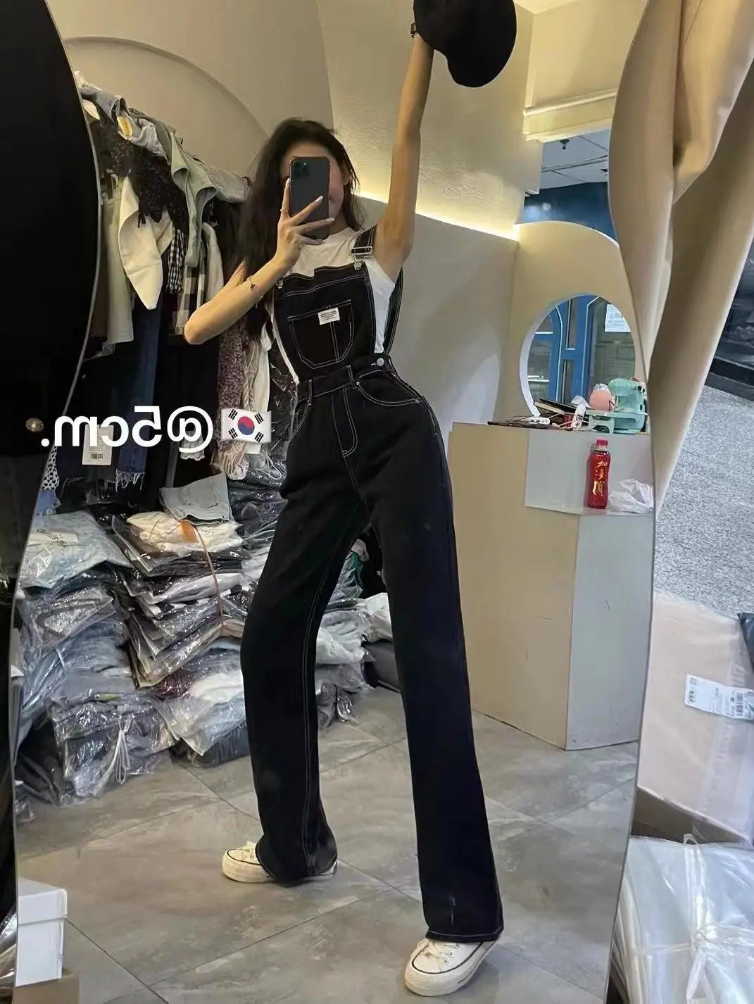 Plus Size Women's High Waist Overalls Denim Utili Pants Straight Leg Spring Autumn New Sle Loose Slimming Versatile Onesie