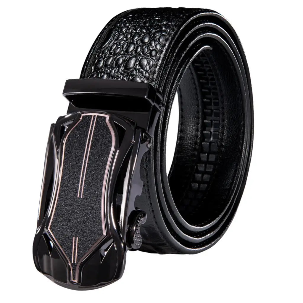 Crocodile Designer Luxury Genuine Leather Belts for Men Casual Jeans Belt Strap Gold Automatic Buckle Black Belt PD-2036