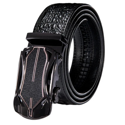 Crocodile Designer Luxury Genuine Leather Belts for Men Casual Jeans Belt Strap Gold Automatic Buckle Black Belt PD-2036