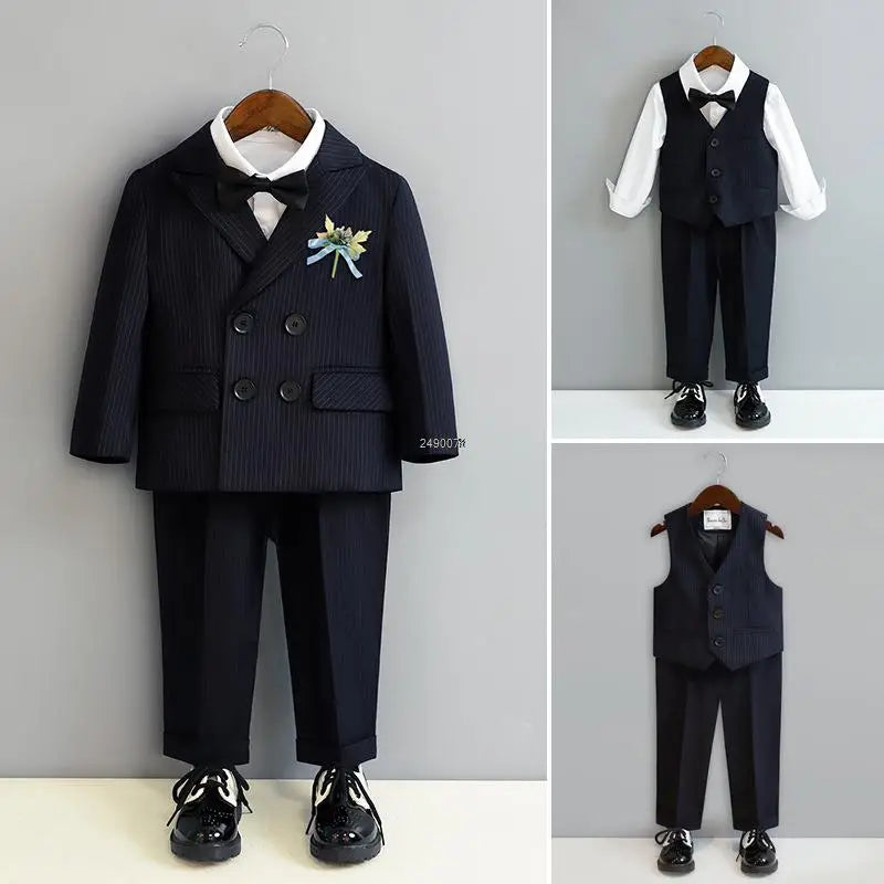 Kids 1 Year Black Birthday Dress Baby Boys Beautiful Photograph Suit Children Wedding Performance Piano Party Blazer Tuxedo Wear