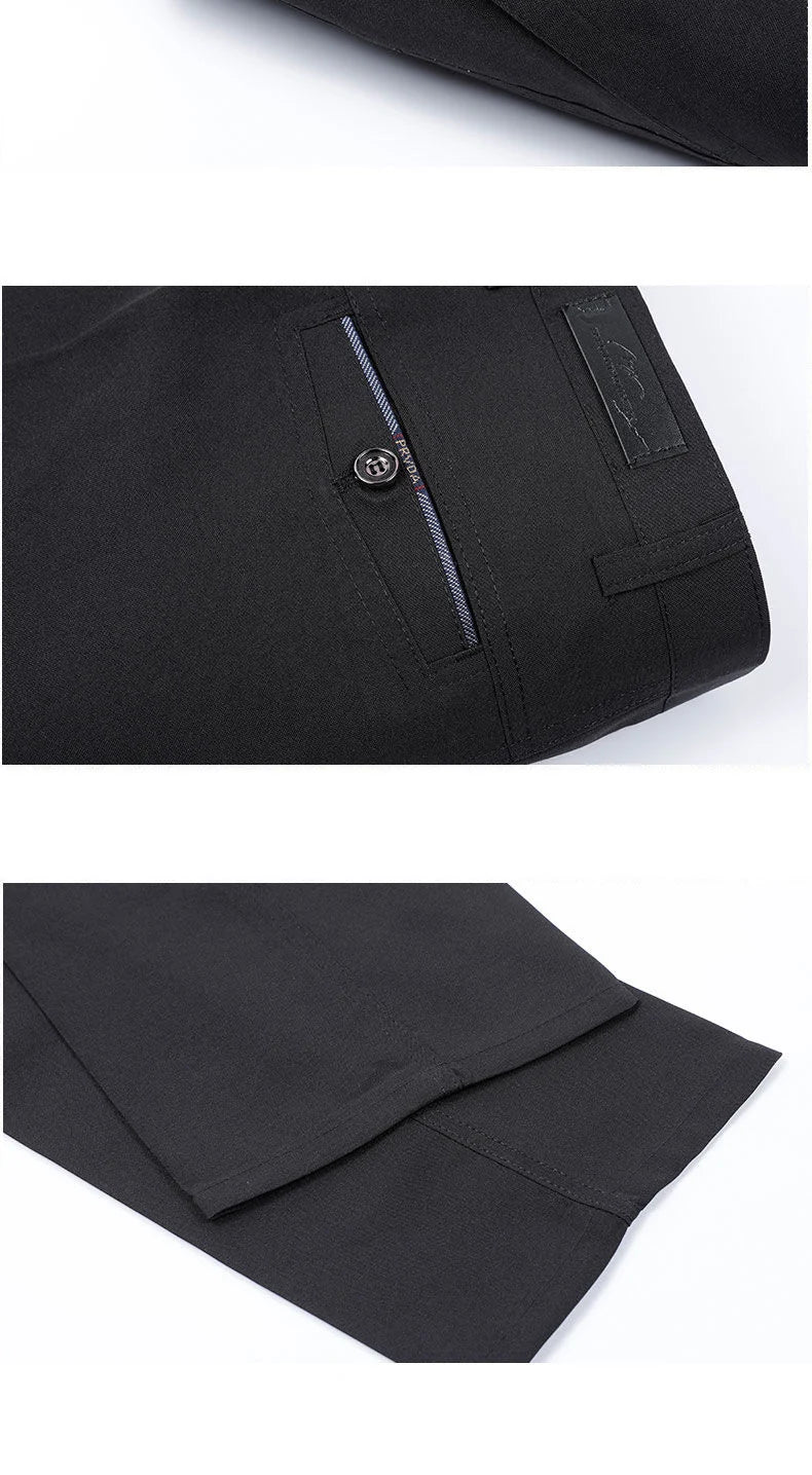 Mens Autumn Thick Summer Thin Business Pants Loose Male Pant High Waist Straight Trousers Casual Fashion Pant Plus Size 28-40