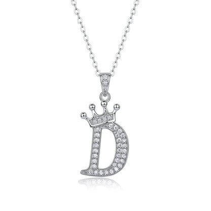 925 Silver Initial Necklace Sparkling Full Moissanite Diamond Pendant Charm Necklaces for Women Letter Name Choker Jewelry Gift