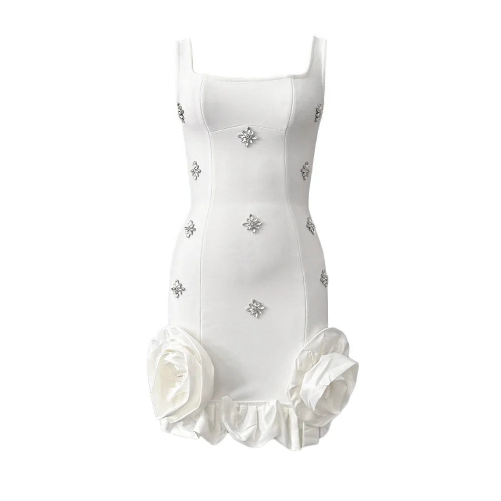 Women Sexy Ruffles Summer Clothing 2025 New Sleeveless Bandage Dress Club Party Mini Dresses