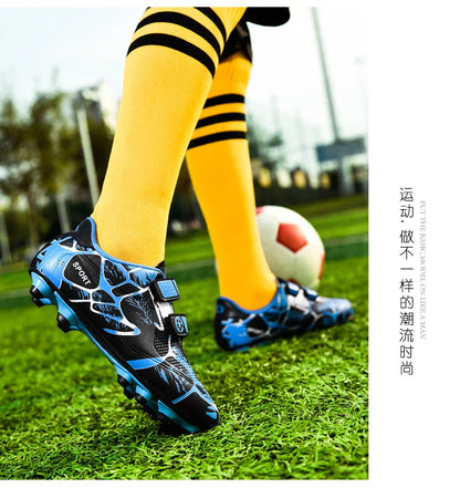 Kids Soccer Shoes HOOK&LOOP Football Sports Shoes Boy Outdoor Non-Slip Training Shoes Child Lightweight Children's Soccer Cleats