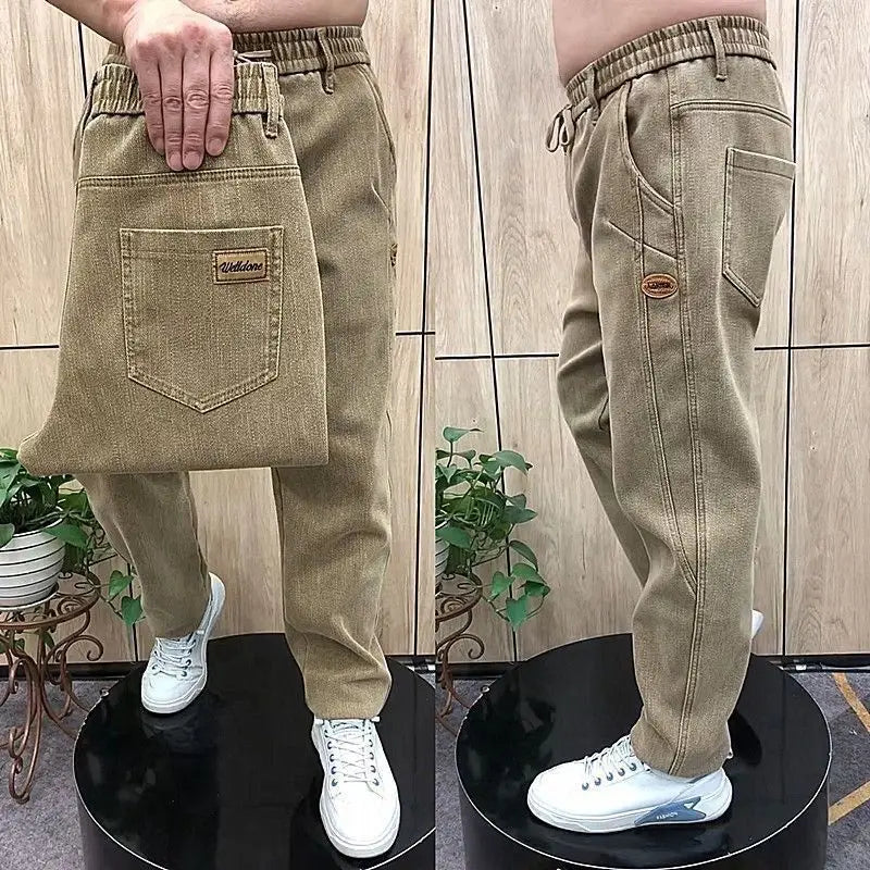 Autumn Pants Men's Jeans Men's Trousers Loose Versatile Autumn Winter High-waist Middle-aged Stretch Harem Pants