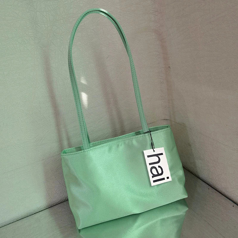 2026 Luxury Shoulder Bags Silk Women's Handbag Square Underarm Bag Ins Famous Brand Commuter Bag Contrasting Color Macaron Totes