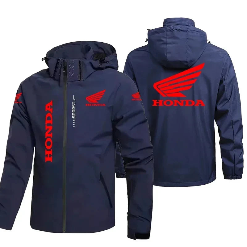 Motorcycle Jacket Men's Hooded Windproof And Waterproof Coat With Detachable Hood And Zipper Shirt, Large Size Riding Suit