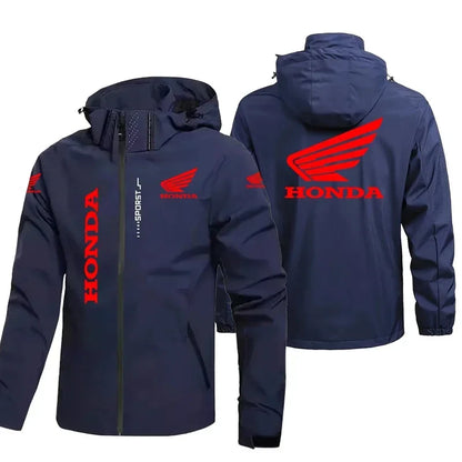 Motorcycle Jacket Men's Hooded Windproof And Waterproof Coat With Detachable Hood And Zipper Shirt, Large Size Riding Suit
