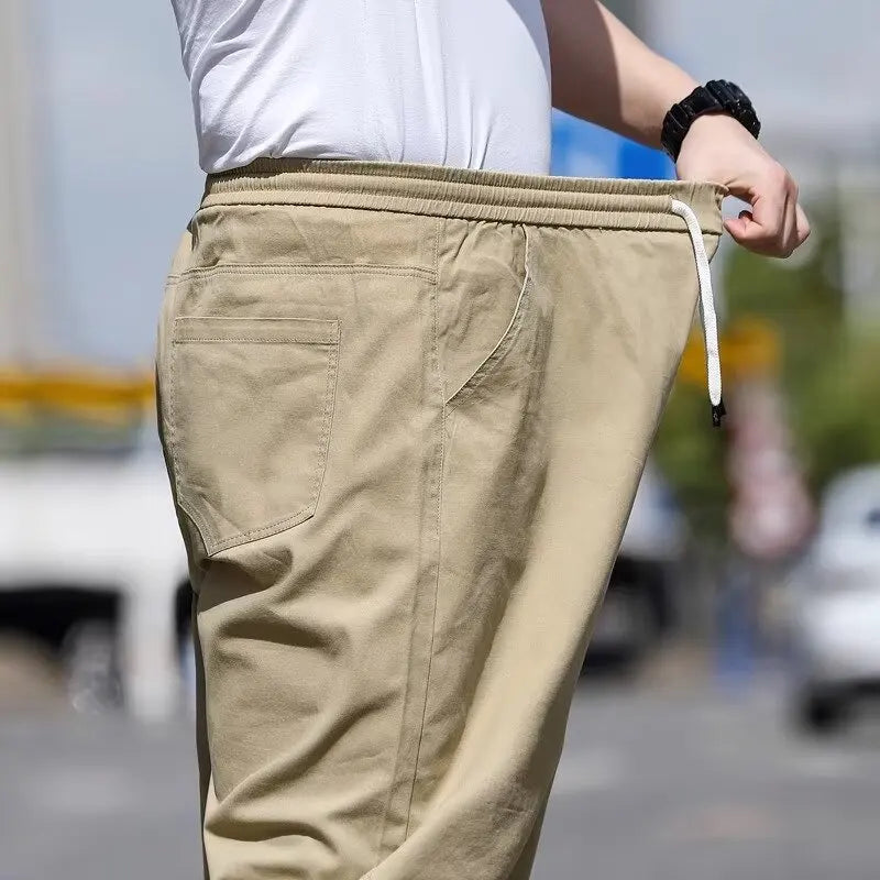 Men's Summer Workwear Pants Plus Size Loose Straight Leg Casual Trousers XL-8XL Big and Tall Large Summer Pants Asian Size