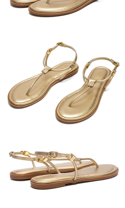 Women's Flat Sandals 2025 Summer Minimalist Toe Beach Shoes Vacation Outdoor