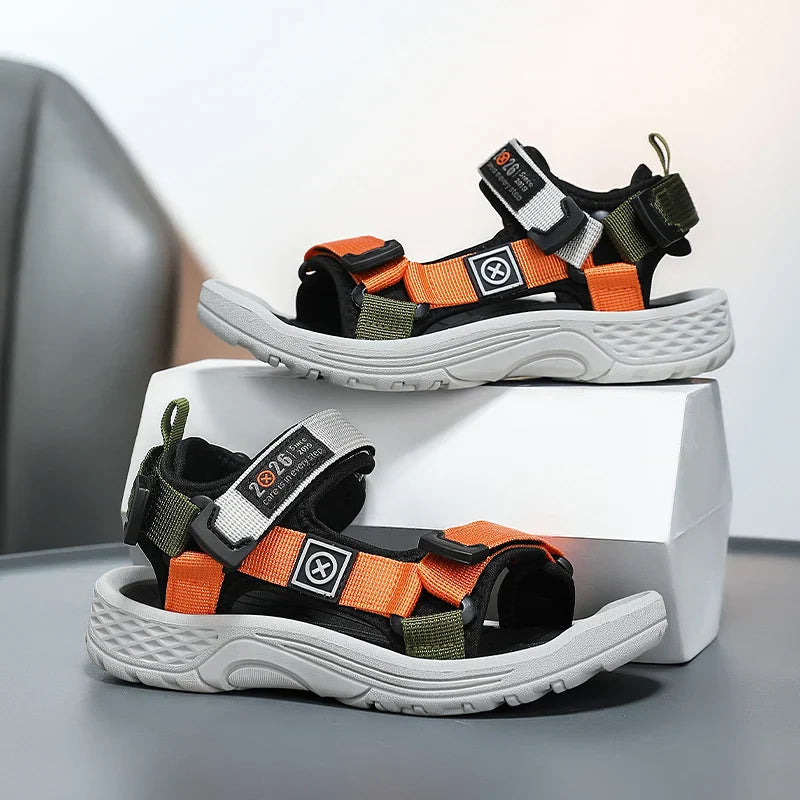 New Summer Kids Sport Sandals, Children Casual Breathable Barefoot Shoes, Non-Slip Lightweight Water Beach Sandals for Boys