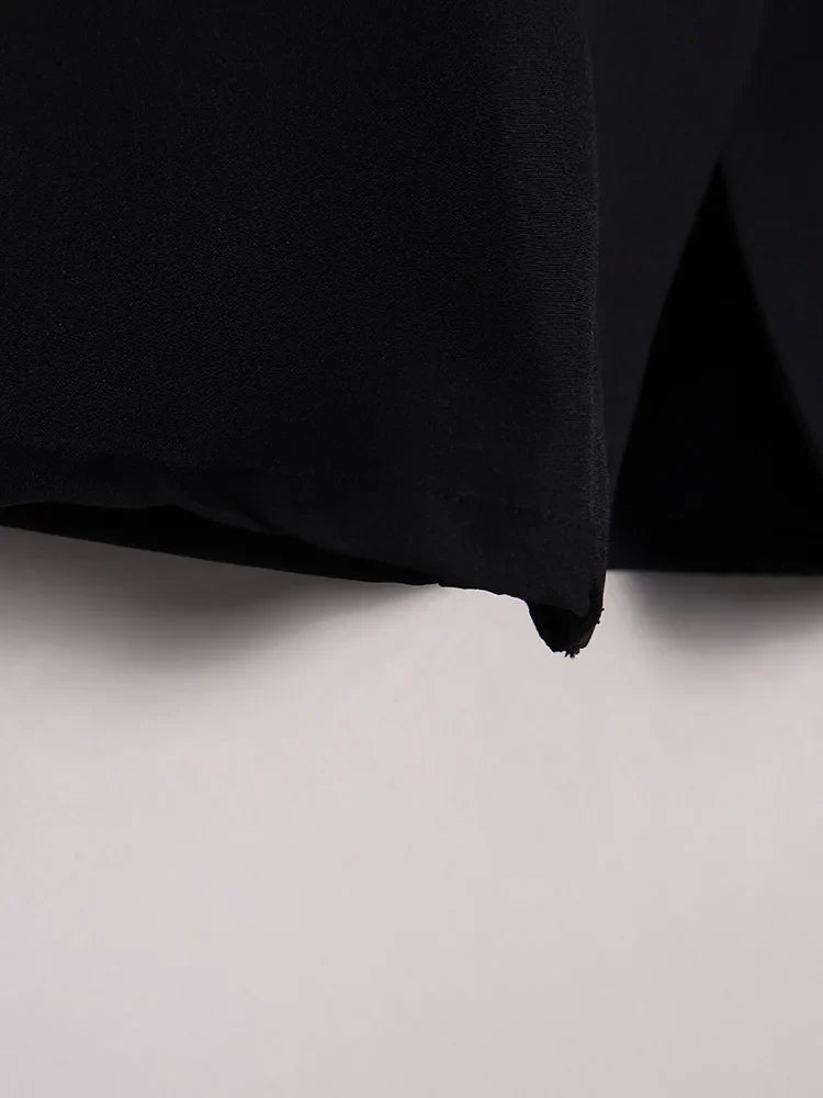 French Style Elegant Retro Stand Collar Black Suit Autumn Winter New Temperament Commute Puff Sleeve Slim Female Coat Tops Trend