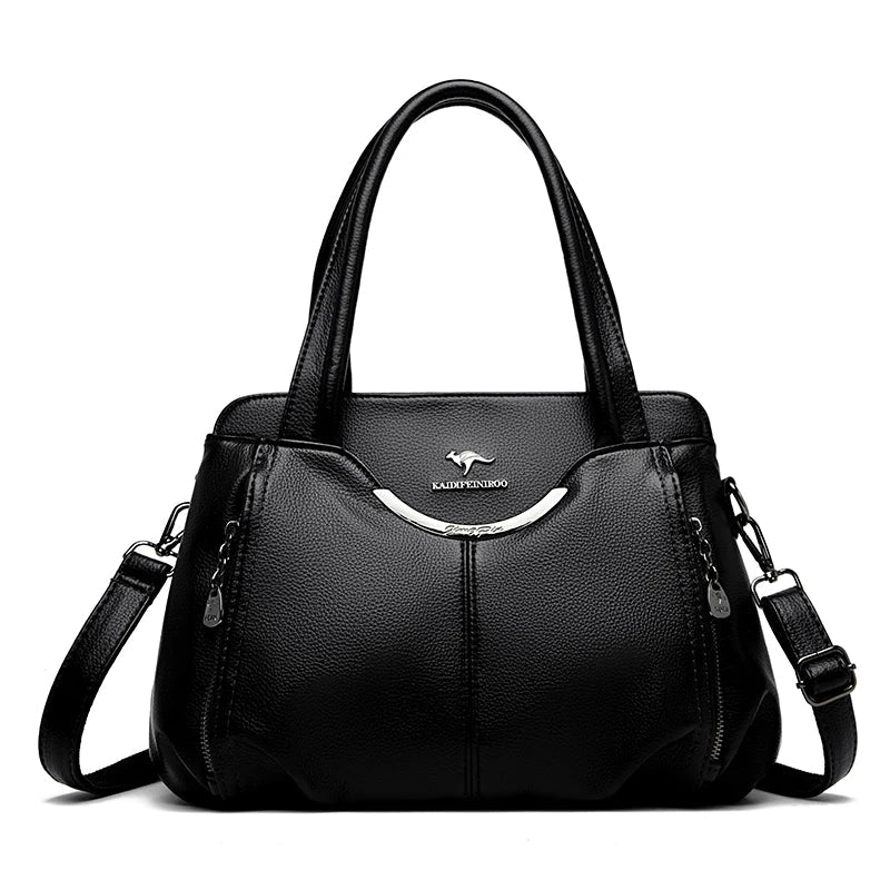 2024 New Multi Pocket Women's Handbag High Quality Soft Leather Female Shoulder Bag Luxury Designer Girl Tote Bolsas Sac A Main