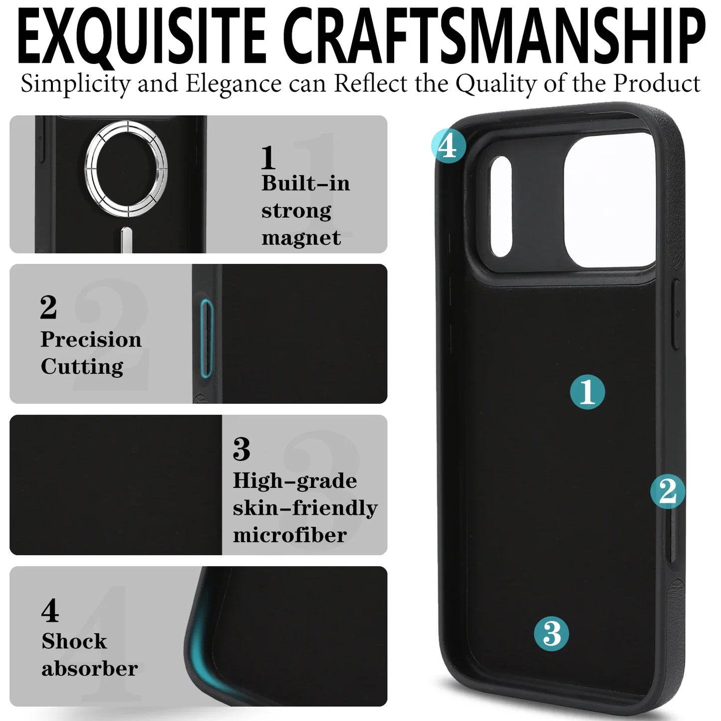 Magnetic Wallet Phone Case for iPhone 13 14 15 16 17 Pro Max, Wireless Charging Foldable Stand, Card Holder Protective Cover