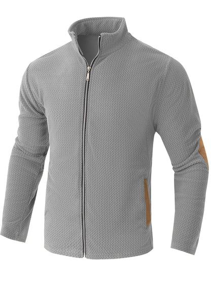 Autumn Winter Men's Stand Collar Casual Zipper Jacket  Double-Sided Fleece Warm Coat Outdoor Splice Long Sleeve Cardigan Mens