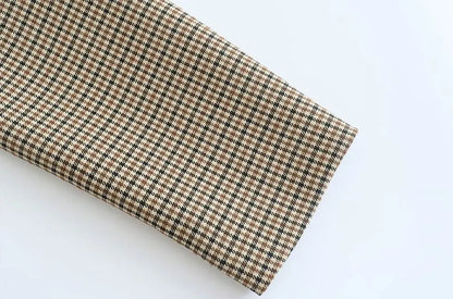Women Fashion Double Breasted Plaid Blazer Coat Vintage Long Sleeve Flap Pockets Female Outerwear Chic Vestes Femme