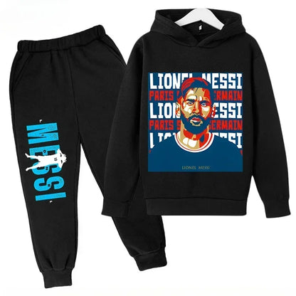 Messi Print Children's Set Sports Hoodie Pants Suit 2pcs Set Boys Girls Baby Kid Clothing Casual Fashion Autumn Winter sportsuit