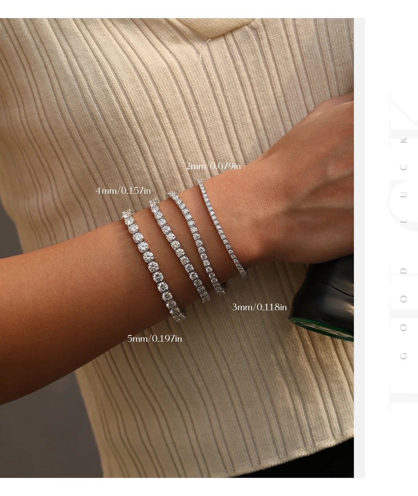 D VVS1 Moissanite Tennis Bracelet 925 Sterling Silver Single Row Classic with Box Bracelets for Women Man Fine Jewelry