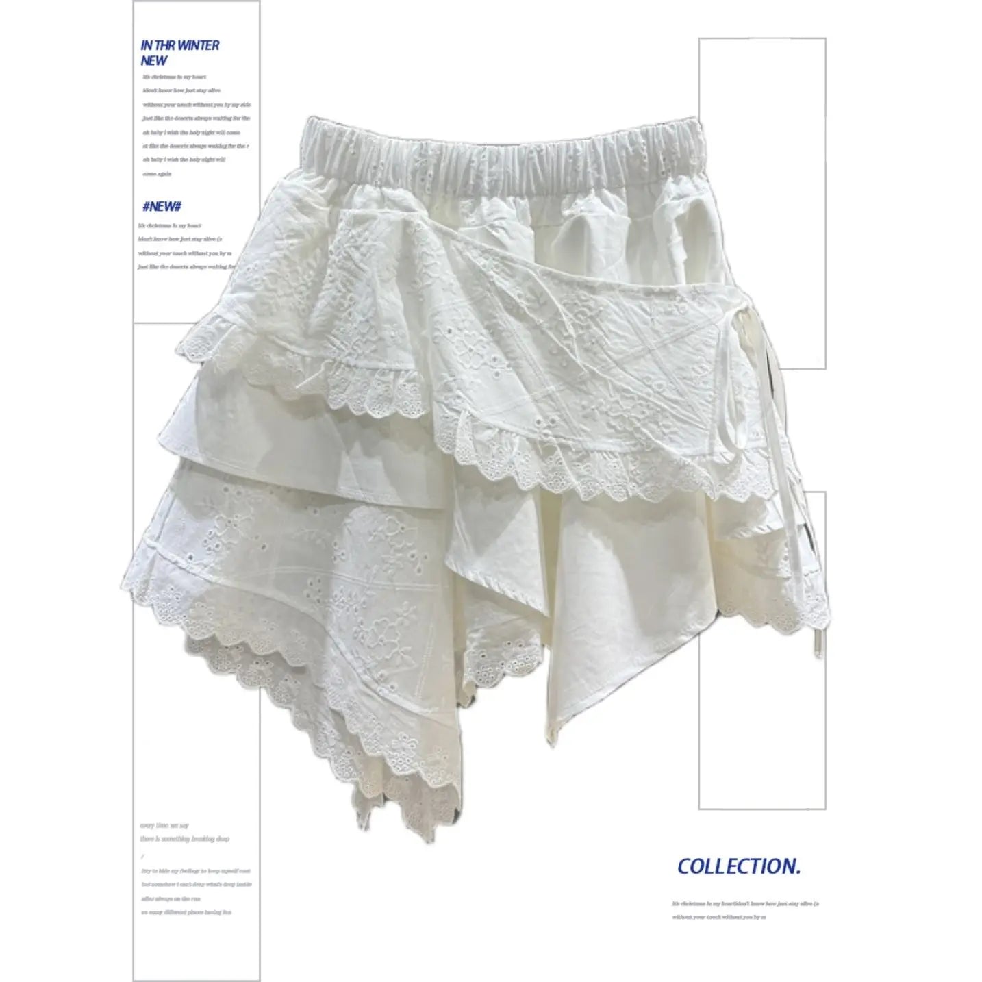 Summer 2025 White Asymmetrical Lace Skirt Women Casual Sweet High Waist A-Line Mini Skirt Elegant Fashion Floral Cake Skirt New