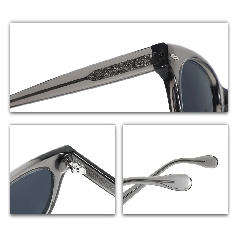 Transparent Grey Acetate Sunglasses Vintage Rivet UV400 Non Polarized Lens High Quality Unisex Sun Glasses