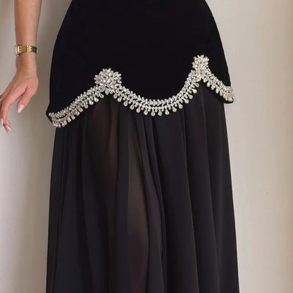 Customized Black Glitter Strapless Backless robes de soirée SleevelessA-line Party Dresses Floor-Length Prom Dress 2026