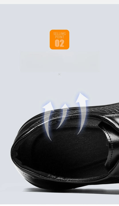 2026 Summer New Hallow Leather Shoes for Men Black Fashion Business Dress Shoes Male Lace Designer Platform Shoe Man