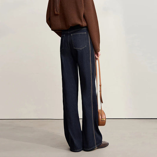 Jeans Pants For Woman 2025 Winter New Cotton Warm Medium And Low Waist Pants Wide Leg Loose Denim Trousers Women 12544157
