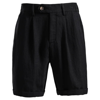 Men's Comfortable Elastic Waist Shorts Solid Color Cotton Linen Blend Multi Pocket Breathable Quick Dry Summer Shorts