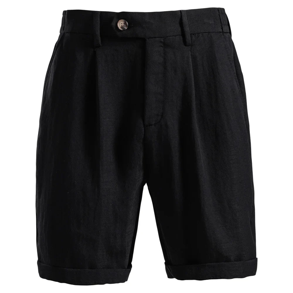 Comfortable Men's Shorts Solid Color Elastic Waist Multi Pocket Cotton Linen Blend Breathable Quick Dry Summer Shorts