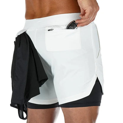 Men's Summer Quick Dry Running 2 in 1 Shorts Sports Jogger Short Pants Male Gym Fitness Workout Sweatpants Plus Size M-5XL