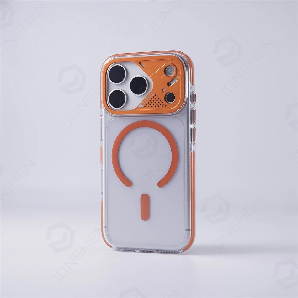 Luxury Transparent For Magsafe Magnetic Case For iPhone 17 Pro Max 17pro Technology Style Metal Lens Protection Clear Hard Cover