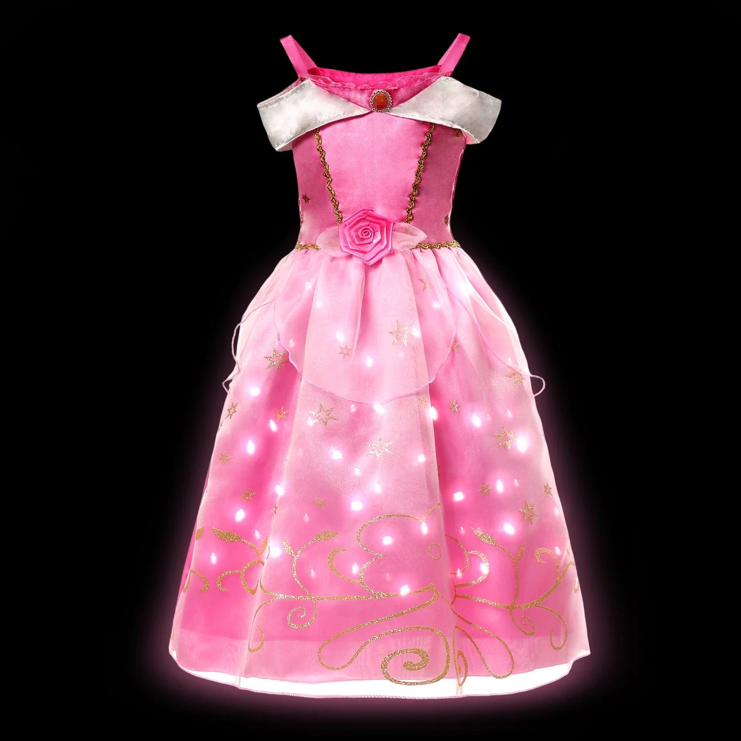 Children LED Light Up Dress Girls Kids Purple Green Cosplay Costume Carnival Birthday Party Clothes Halloween Costume Prom Gown