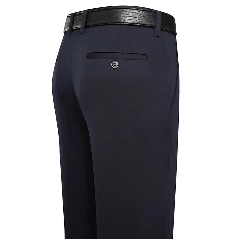 Spring Summer Men's Casual Pants Stretchy Suit Pants Formal Business Trousers Plus Size 46 48 Classic Navy Blue Trousers