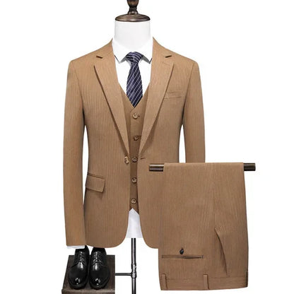 27 Colors ( Blazer + Vest + Pants ) Boutique Fashion Plaid Formal Office Business Mens Suit Three Pieces Groom's Wedding Dress