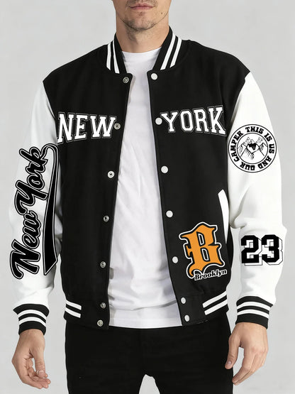 Los Angeles Art Letter Prints 2 Colors Tops Men Autumn Winter Casual Jackets Fashion Soft Baseball Jersey Loose Sports Clothes
