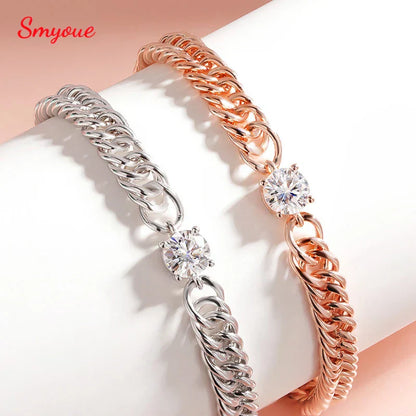 1CT D Color Moissanite Silver Bracelet for Women Men Classic Sparkling Hip Hop Bangles 925 Sterling Silver Shani Abergel