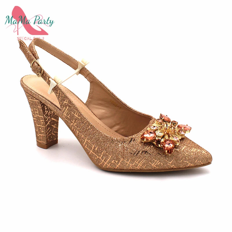 Color Italian Classics Design African Women Shoes and Bag Set High Quality with Shinning Crystal for Wedding Party