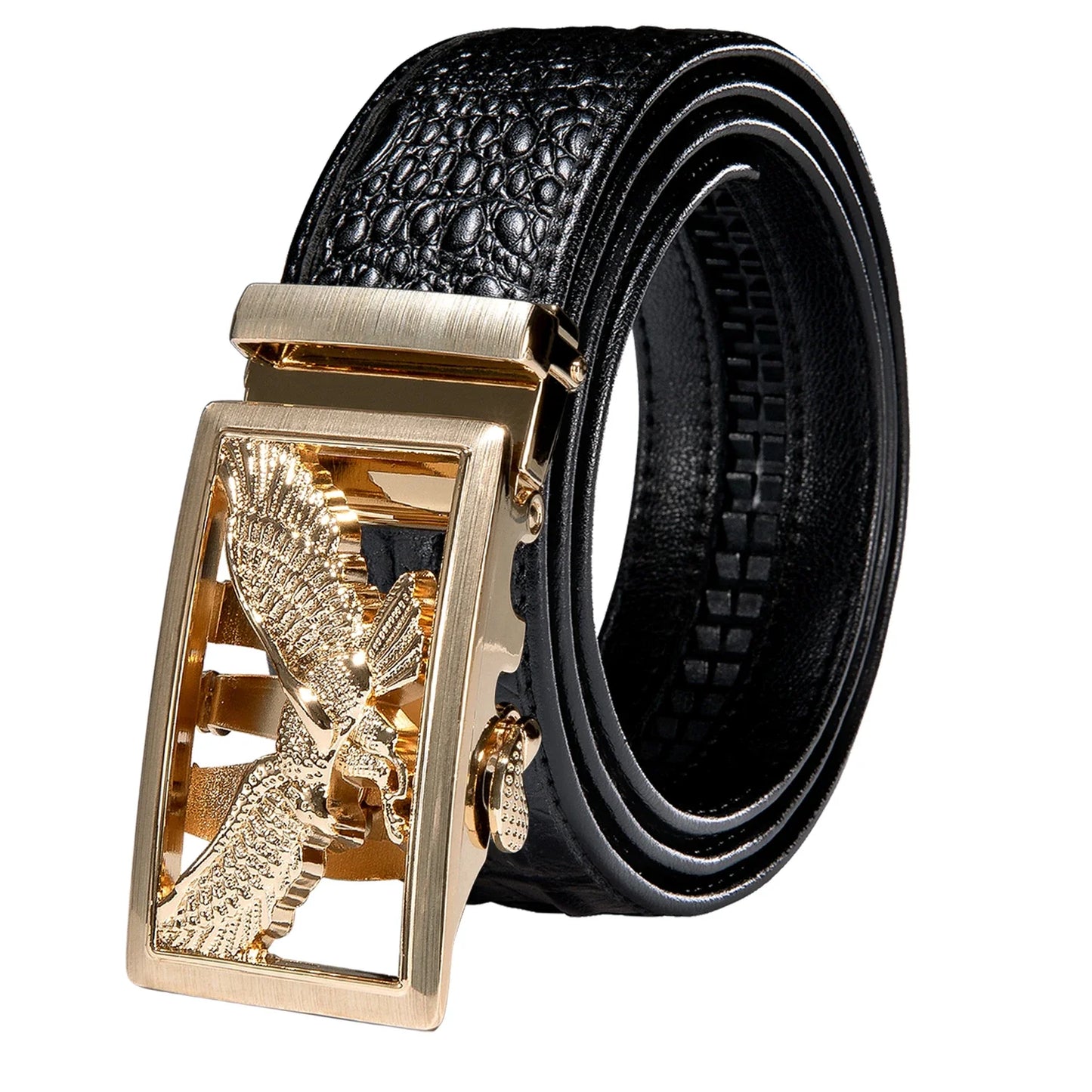 Crocodile Designer Luxury Genuine Leather Belts for Men Casual Jeans Belt Strap Gold Automatic Buckle Black Belt PD-2036