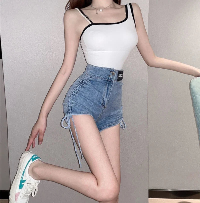 Sexy Womens Denim Shorts Tight High Waist Skinny Short Pants for Women To Wear Jeans Booty Korean Style Low Price Elasticty Hot