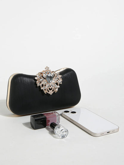 Luxury Rhinestone Evening Bag For Carnaval, Shiny Wedding Dress Purses,  Glamorous,Elegant,Exquisite Small Rhinestone Decor Boxy