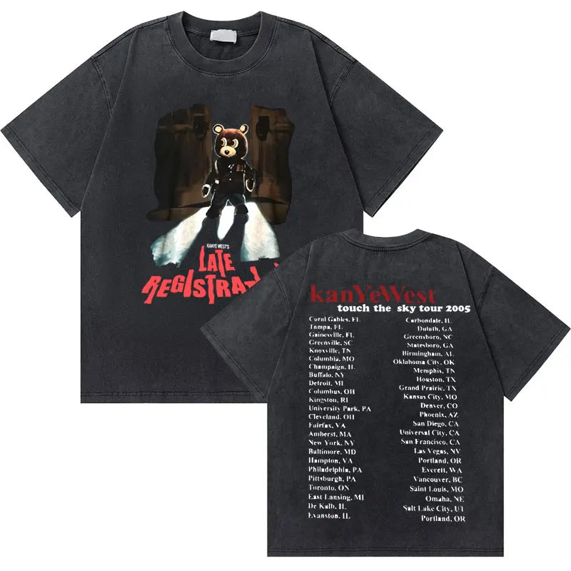Washed Vintage Rapper Kanye West Graphic T-shirts THE LIFE OF PABLO Cover Print Tshirt Men Hip Hop Fashion Oversized T Shirts